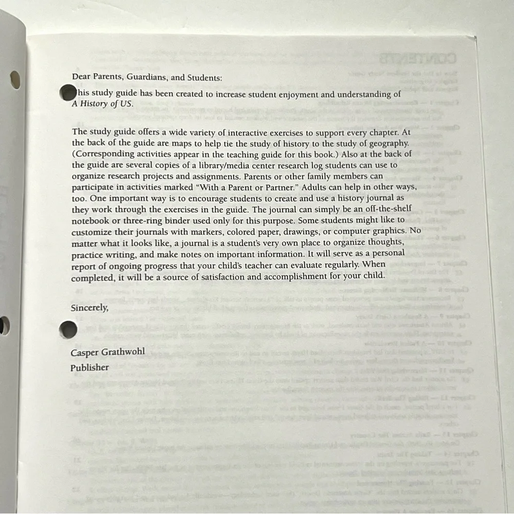 Student Study Guide for A History of US Reconstructing America Paperback Book